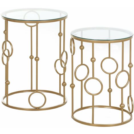 Set 2 Tavolini in Metallo Etoile Oro (1/5)