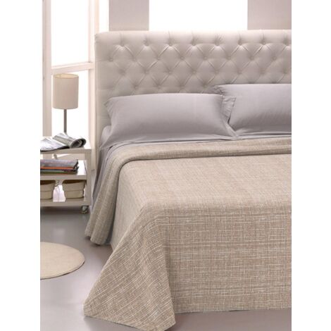 Copriletto Matrimoniale in Jacquard Tinto Filo Cober Ibiziano Beige