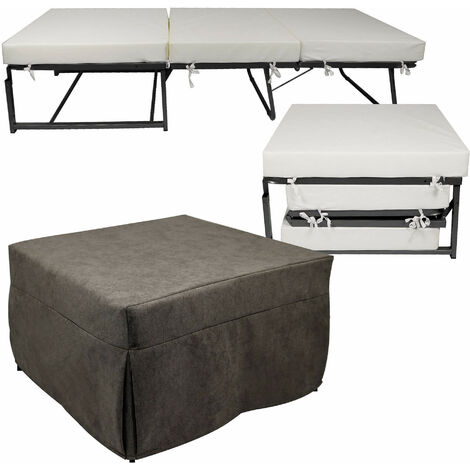 Pouf Letto Brandina con Materasso Pieghevole 78x78x47 cm Avalli Contract Marrone (1/5)