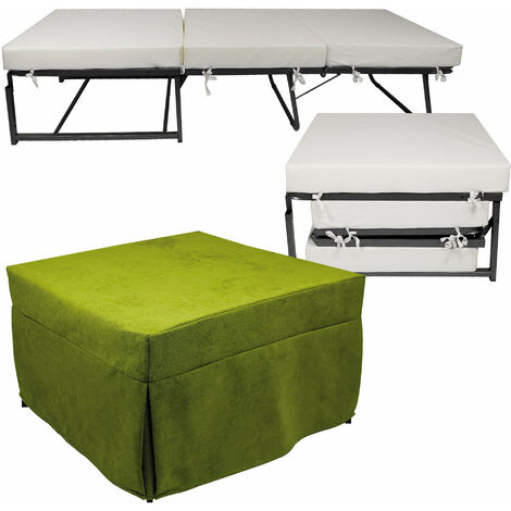 Pouf Letto Brandina con Materasso Pieghevole 78x78x47 cm Avalli Contract Verde (1/5)
