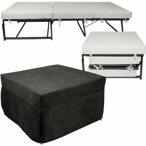 Pouf Letto Brandina con Materasso Pieghevole 78x78x47 cm Avalli Contract Grigio (1/5)