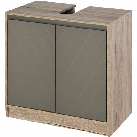 Mobile Sottolavello da Bagno 2 Ante 60x30x60 cm Grigio e Rovere