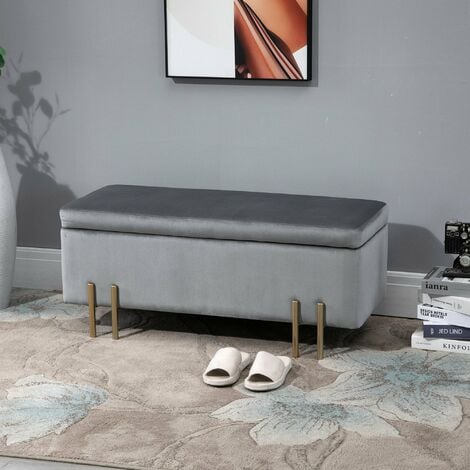 Pouf contenitore in tessuto grigio chiaro trapuntato, cm 34x34x40