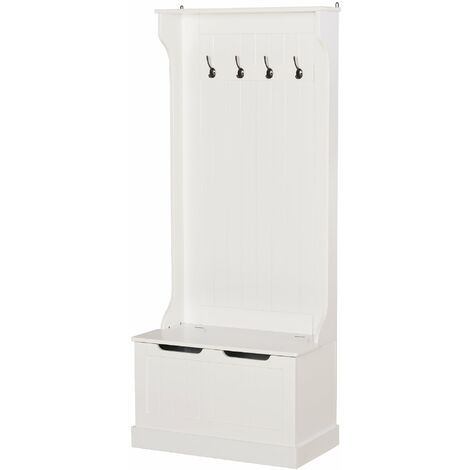 Appendiabiti Panchina per Ingresso in MDF 71,5x39,5x170 cm  Bianca