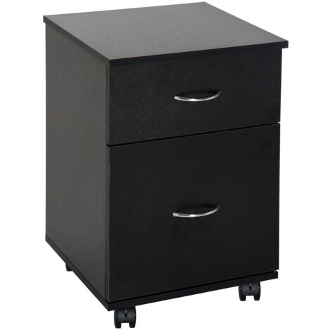 Cassettiera a Rotelle da Ufficio Salvaspazio in Legno Nero 41x39x58 cm