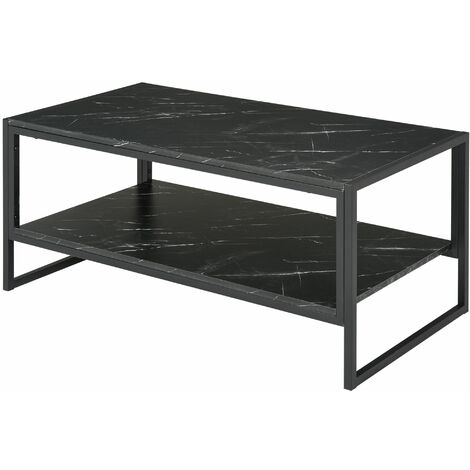 Tavolino Rettangolare da Caffè 106x50x47 cm Nero Effetto Marmo