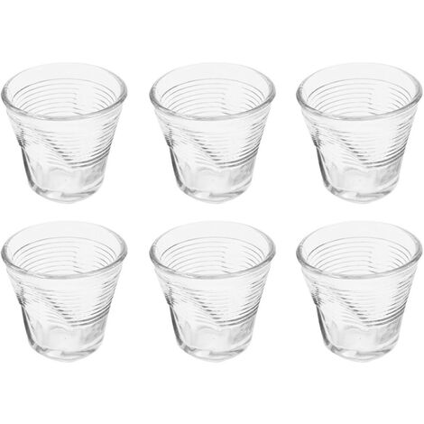 Set 6 Tazzine da Caffè Accartocciati Ø6,5 cm in Vetro Pressato Kaleidos Trasparenti (1/3)