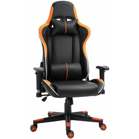 Sedia da Gaming Ergonomica 72x54x126-136 cm in PVC Nera e Arancione