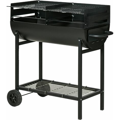 Barbecue A Carbonella Con Griglia XL, Carrello Grill Con Due