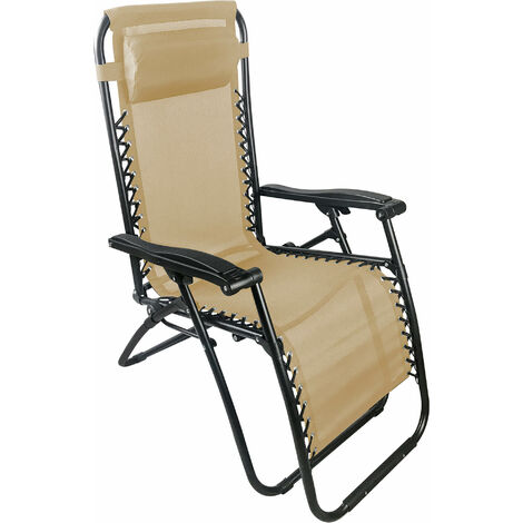 Sedia Sdraio Zero Gravity Reclinabile Pieghevole in Acciaio e Textilene Siesta Beige (1/2)