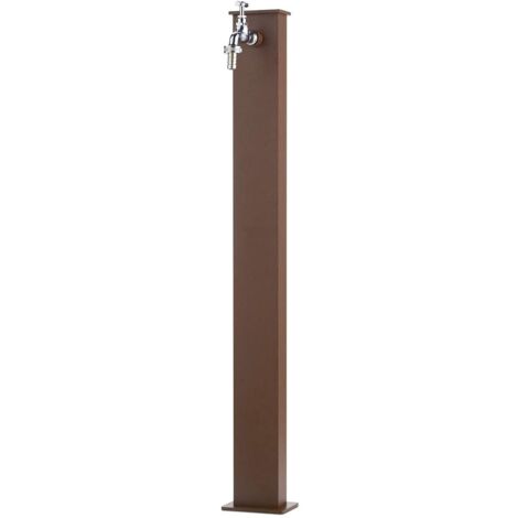 Fontana rettangolare completa di impianto e rubinetto H82 Cm colore Ruggine Made in Italy