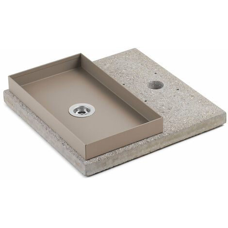Base con Vaschetta per Fontane con Ghiera Grande 40x40x5 cm in Cemento Belfer 42/BSE/5 Tortora