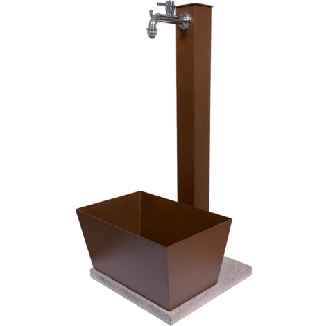 Fontana da Giardino con Rubinetto Vaschetta e Base Ruggine Made in Italy 42/QVR