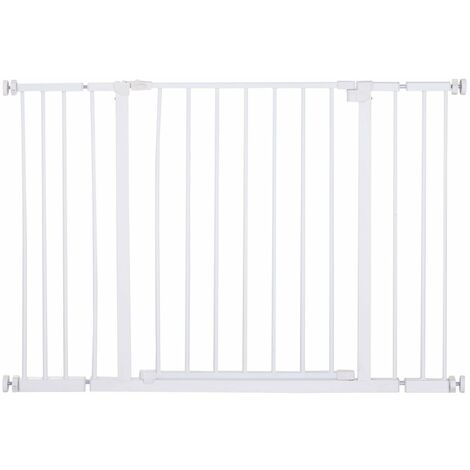 Cancelletto di Sicurezza per Animali Domestici 72-107 cm in Metallo Bianco