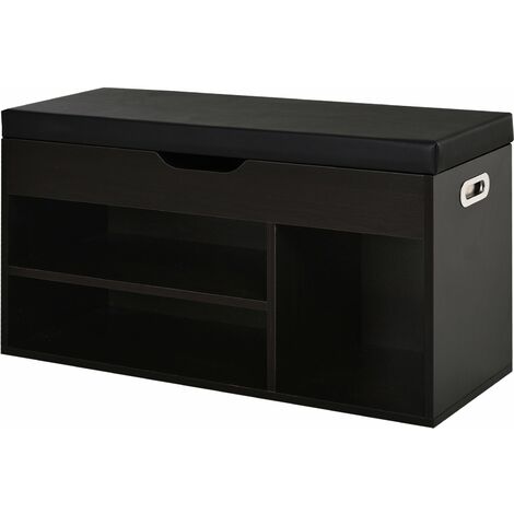 Mobile Scarpiera con Panca Contenitore 80x30x45 cm in Legno Truciolare Noce Scuro (1/5)