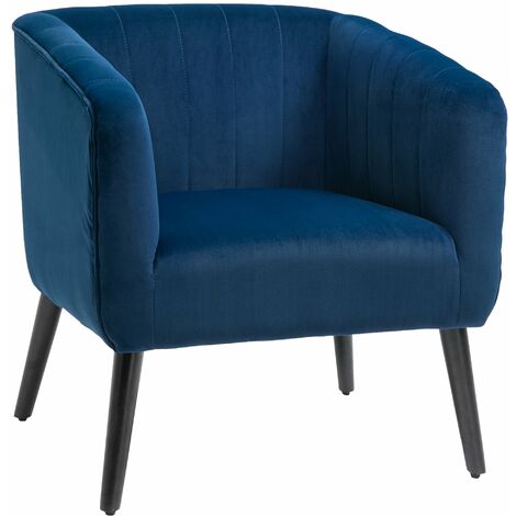 Poltroncina Imbottita 71x49x94 cm in Tessuto Vellutato Blu (1/5)