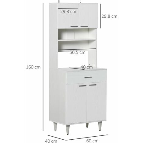 Credenza da Cucina 60x40x160 cm in Legno Bianco