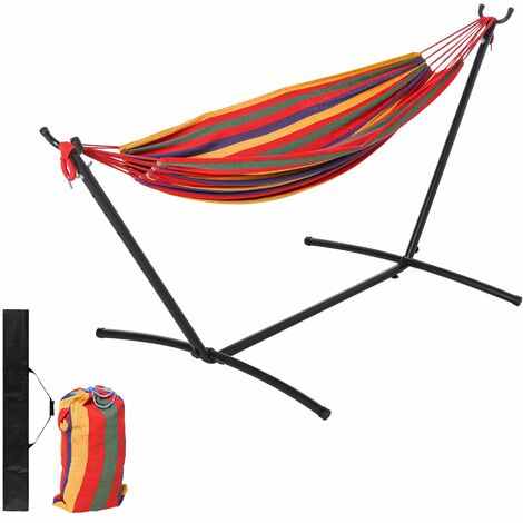 Amaca da Giardino Autoportante 285x118x110 cm in Acciaio e Cotone Multicolor