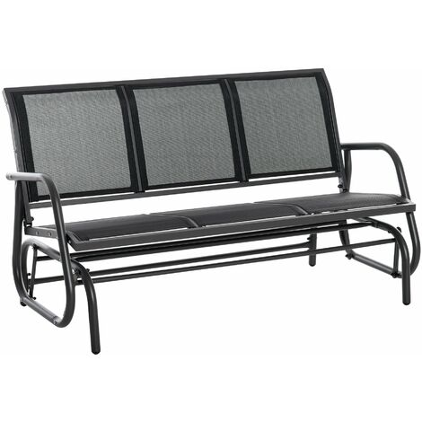 Dondolo 3 Posti da Giardino 151x75x85 cm in Metallo e Textilene Nero