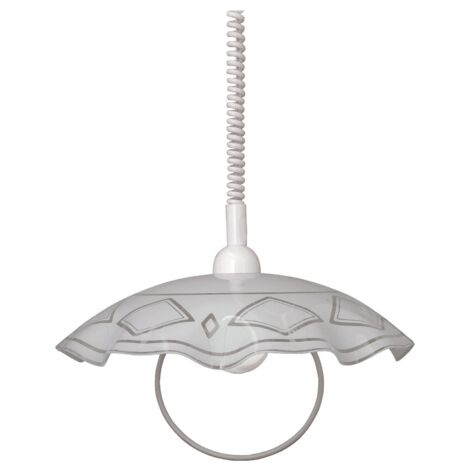 Saliscendi Ø41 cm 1xE27 Montatura Bianca Vetro Lastra Bianco E-Energy Brigida (1/2)