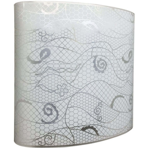 Plafoniera 1xE27 Ganci Cromo Vetro Lastra Serigrafato Bianco E-Energy