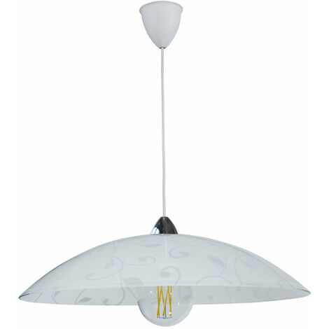 Sospensione D50 1xE27 Montatura Cromo-Bianco Vetro Lastra Bianco Garden E-Energy Lena (1/2)