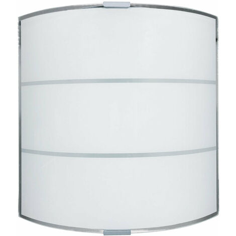 Applique 1xE27 Montatura Argento Vetro Lastra Serigrafato Bianco 2 Righe E-Energy Luce (1/2)