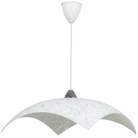 Sospensione 50X50 1xE27 Montatura Cromo-Bianco Vetro Lastra Bianco E-Energy Marilena