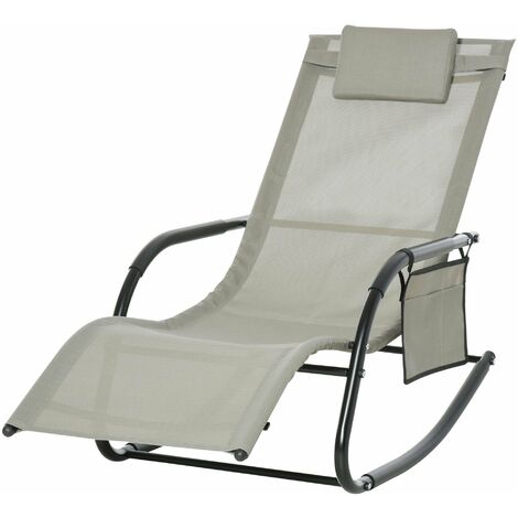Sdraio Dondolo da Giardino 62x88x165 cm in Metallo e Tessuto Grigio (1/5)