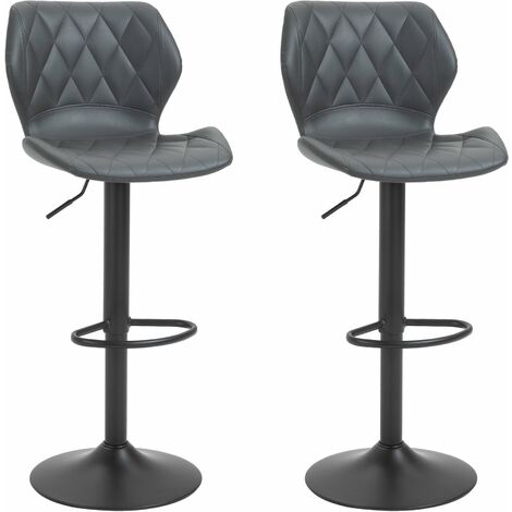 Set 2 Sgabelli Imbottite da Bar 44x50,5x90-110 cm in Similpelle Grigio (1/5)