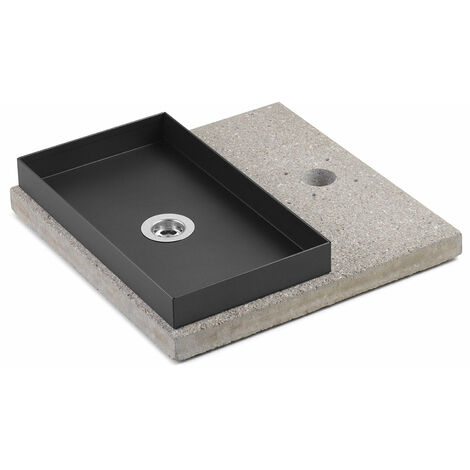 Base con Vaschetta per Fontane con Ghiera Piccola 40x40x5 cm in Cemento Belfer 42/BSE/6 Antracite