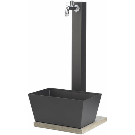 Fontana da Giardino con Rubinetto Vaschetta e Base Antracite Made in Italy 42/QVR