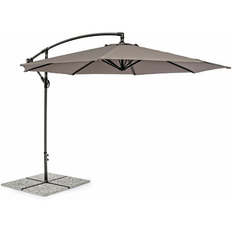 Ombrellone Da Giardino Grigio Decentrato 3 X 3 Mt Base Croce E Sistema Air Vent