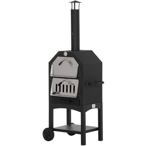 Forno per Pizza a Carbone Carbonella in Acciaio 50x36x160 cm Napoli Nero
