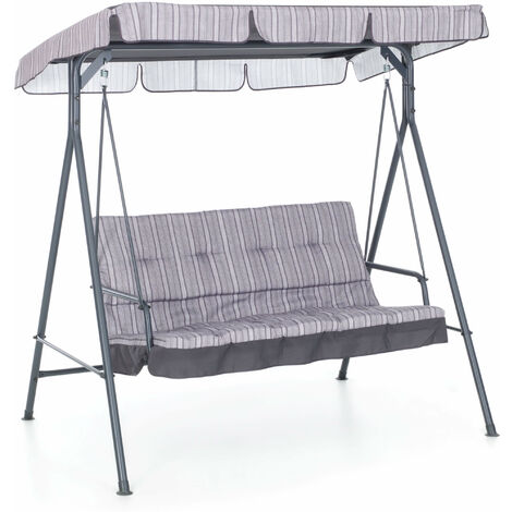 Dondolo 3 Posti da Giardino 160x118x160 cm in Ferro e Poliestere Pemba Antracite