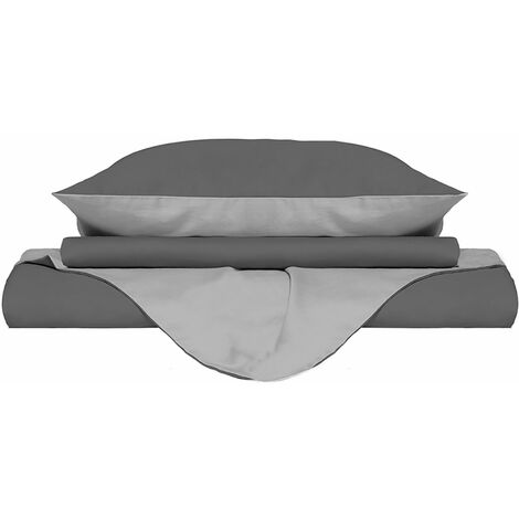 Copripiumino con Sacco e Federe Doubleface Grigio Chiaro/Fumo Matrimoniale