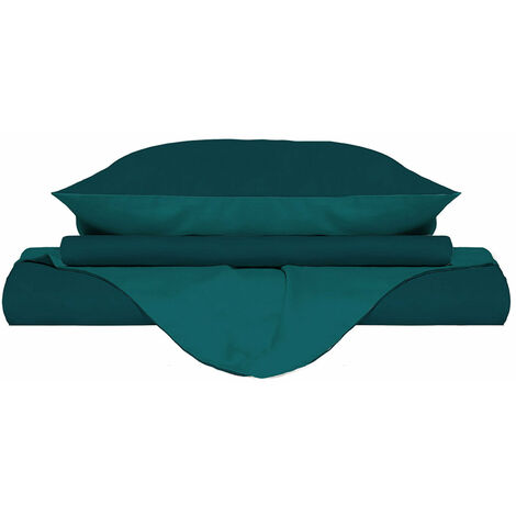Copripiumino con Sacco e Federe Doubleface Verde Petrolio/Verde Bottiglia Matrimoniale