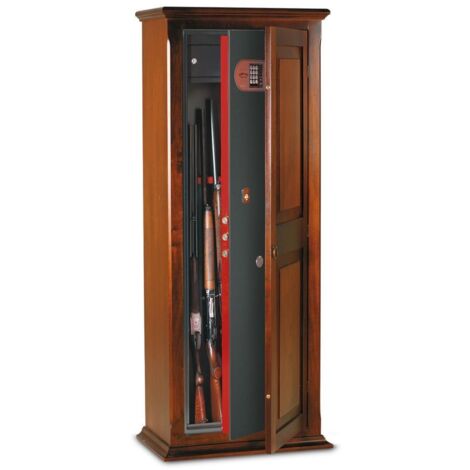 Fuciliera Portafucili Digitale per 7 Armi con Tesoretto Serie Riv. Legno Technomax - 1605X450X370Mm