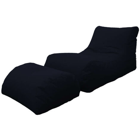 Poltrona Pouf Chaise Longue con Poggiapiedi in Poliestere Nera Avalli (1/2)