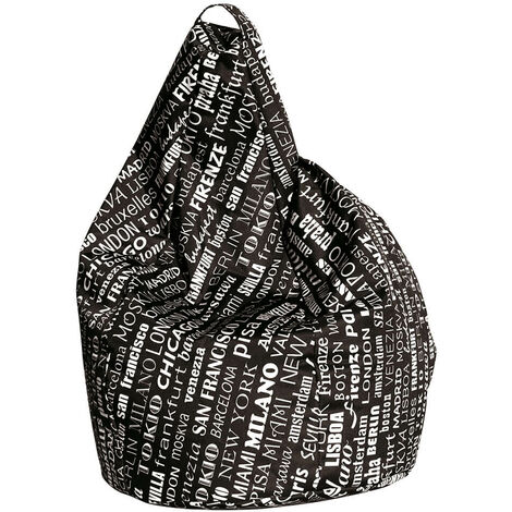 Poltrona a Sacco Pouf in Poliestere Big City Nero Avalli