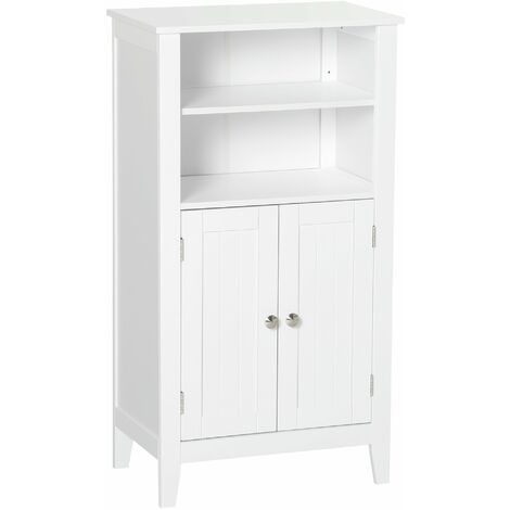 Mobiletto da Bagno 1 Mensola 2 Ante 50x30x93 cm in Legno Bianco (1/5)