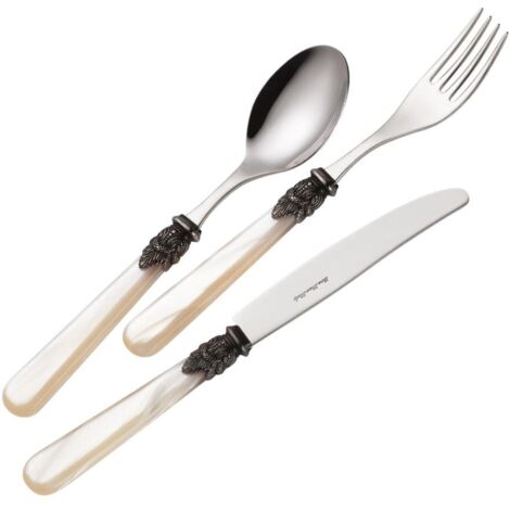 Servizio Set di Posate 24 pezzi in Acciaio Inox Eme Napoleon Perlato Nero 9