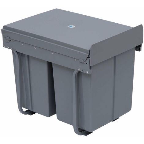 Pattumiera Differenziata 3 Contenitori 48x34,2x41,8 cm 40lt per Mobili Grigio