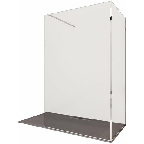 Box Doccia Parete Walk-In 90x90 cm 2 Lati in Cristallo Trasparente 8 mm H195 Bonussi Aurore