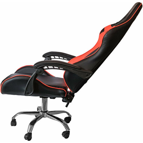 Sedia Gaming TURBO, Cuscino Lombare e Cervicale, XXL, Pelle, Nero