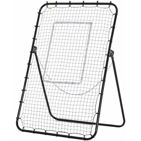 Rete Rimbalzo da Calcio 123x73x178,5 cm con Bersaglio in Metallo Nero