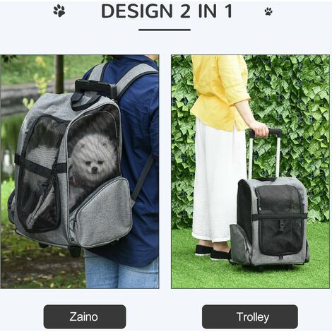 Trolley Zaino Trasportino per Cani e Gatti 42x25x55 cm in Oxford
