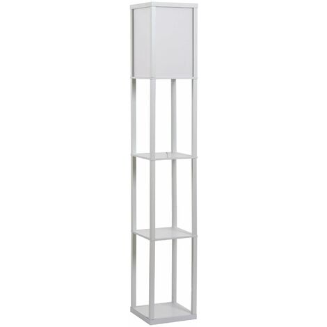 Lampada da Terra 26x26x160 cm E27 40W con Mensole in MDF Bianca (1/5)