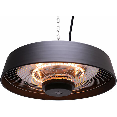 Stufa Elettrica ad Infrarossi Ø48,5 cm a Sospensione da Soffitto 2000W con Telecomando Nera (1/2)
