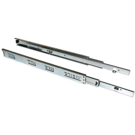 Guide a Sfere per Cassetti con Estrazione Totale con Squadra H45 mm L600 Bianco Acciaio Emuca